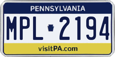 PA license plate MPL2194