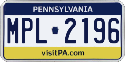 PA license plate MPL2196