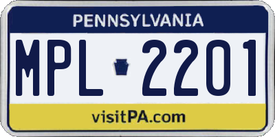 PA license plate MPL2201