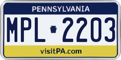 PA license plate MPL2203