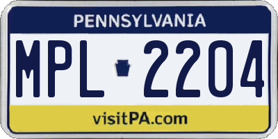 PA license plate MPL2204