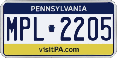 PA license plate MPL2205