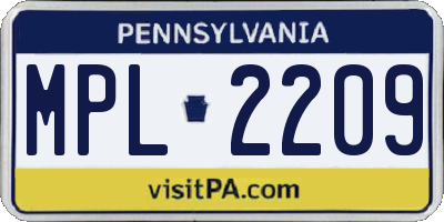 PA license plate MPL2209