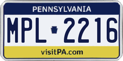 PA license plate MPL2216