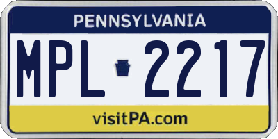 PA license plate MPL2217