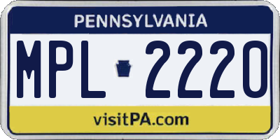 PA license plate MPL2220