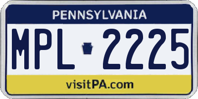 PA license plate MPL2225