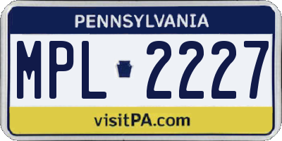 PA license plate MPL2227