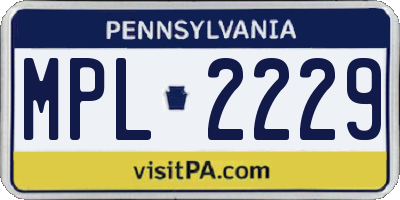PA license plate MPL2229
