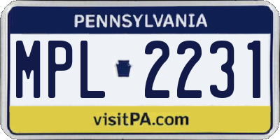 PA license plate MPL2231