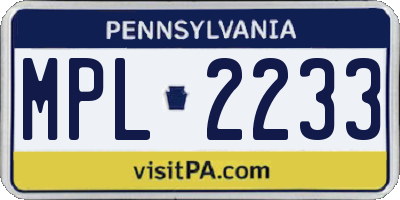PA license plate MPL2233