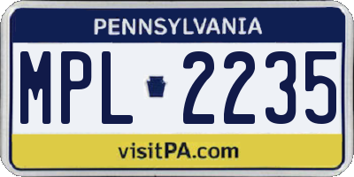 PA license plate MPL2235