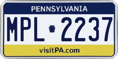 PA license plate MPL2237