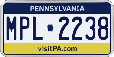 PA license plate MPL2238