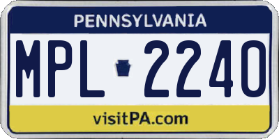 PA license plate MPL2240