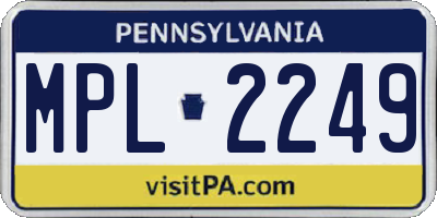 PA license plate MPL2249