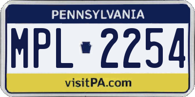 PA license plate MPL2254