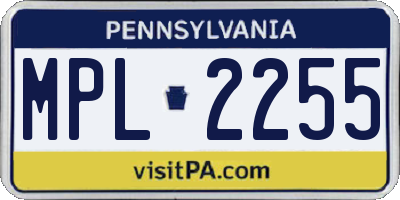 PA license plate MPL2255