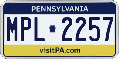 PA license plate MPL2257