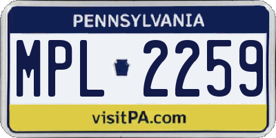 PA license plate MPL2259