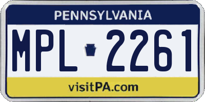 PA license plate MPL2261