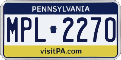 PA license plate MPL2270