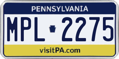 PA license plate MPL2275