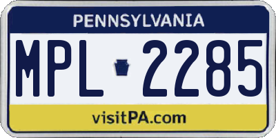 PA license plate MPL2285