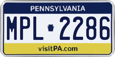 PA license plate MPL2286