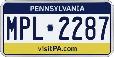 PA license plate MPL2287