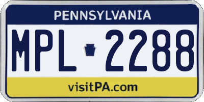 PA license plate MPL2288