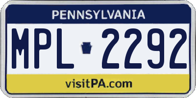 PA license plate MPL2292