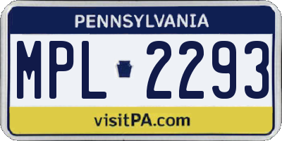 PA license plate MPL2293