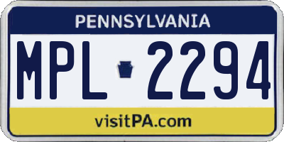 PA license plate MPL2294