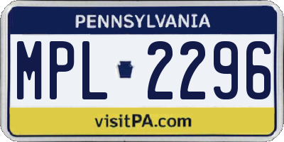 PA license plate MPL2296