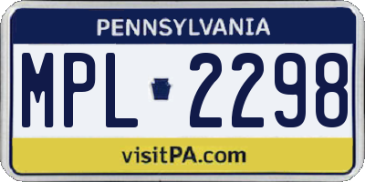 PA license plate MPL2298
