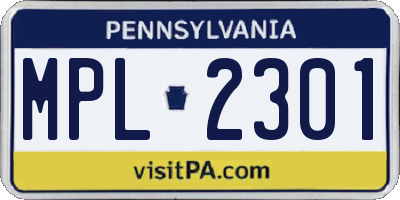 PA license plate MPL2301
