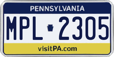 PA license plate MPL2305