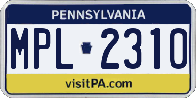 PA license plate MPL2310