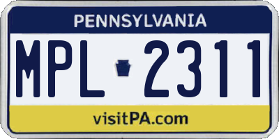 PA license plate MPL2311