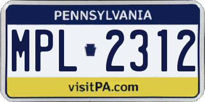 PA license plate MPL2312
