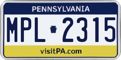 PA license plate MPL2315