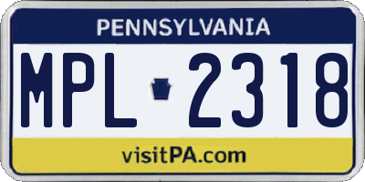 PA license plate MPL2318