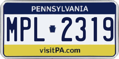 PA license plate MPL2319