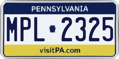 PA license plate MPL2325