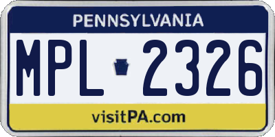 PA license plate MPL2326