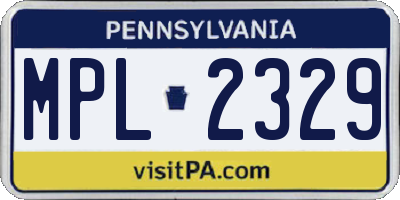 PA license plate MPL2329