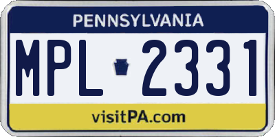 PA license plate MPL2331