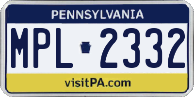 PA license plate MPL2332