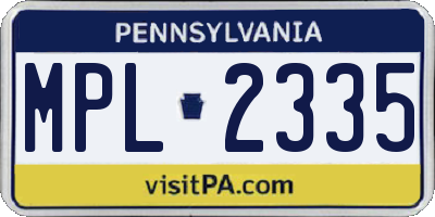 PA license plate MPL2335
